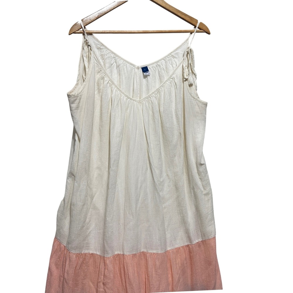 Old Navy Women Boho Cottage Maxi Dress L Ivory Colorblock Tiered Resort Festival - Picture 3 of 11